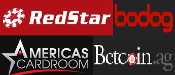 RedStar Bodog Americas Cardroom Betcoin logos