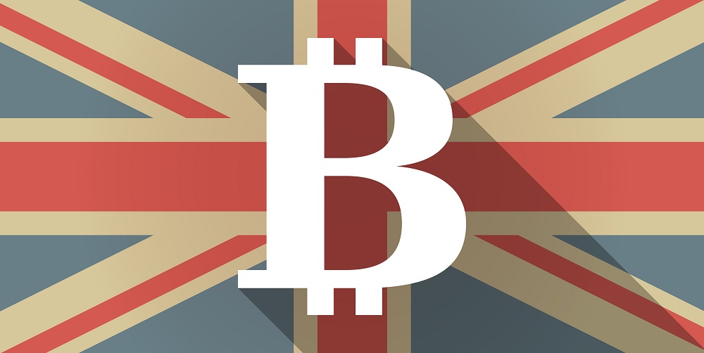 The United Kingdom Flag With Bitcoin Logo