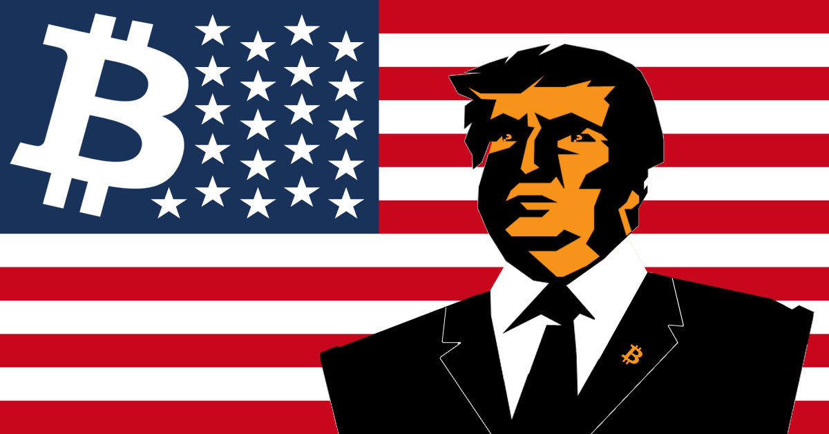 United States Flag With Bitcoin Logo And Sleek President Trump