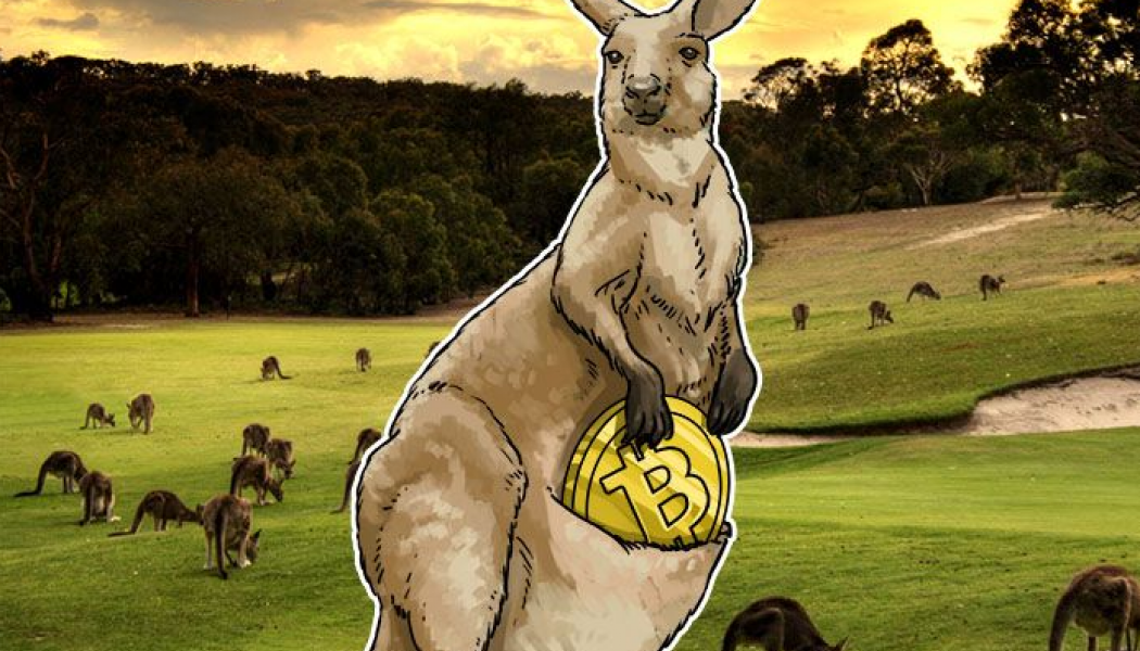 Cartoon Kangaroo with Bitcoin Coin in its Pouch 
