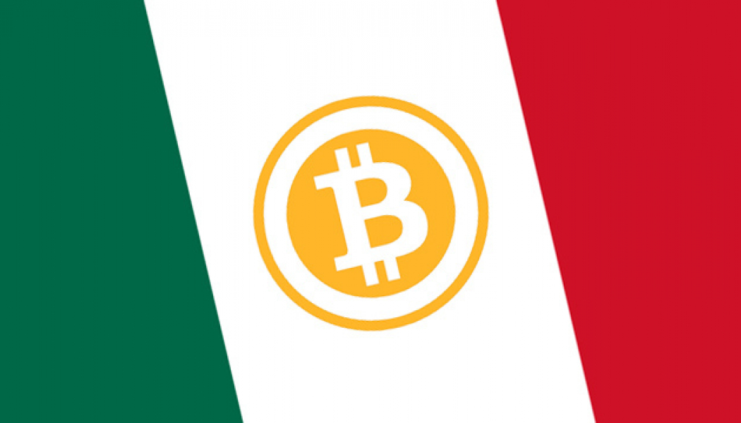 Mexican Flag with Bitcoin Symbol in the middle