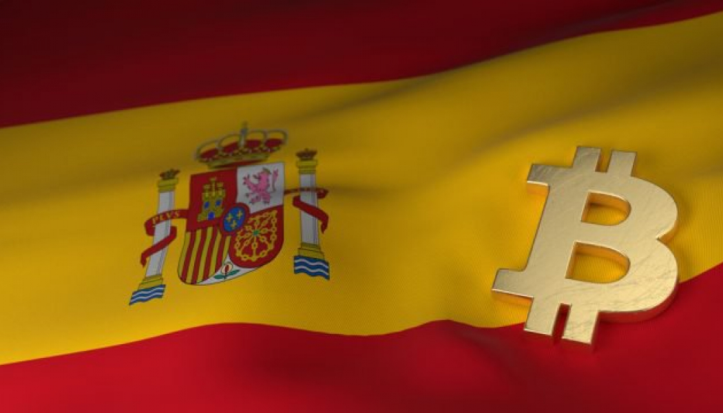 Spanish Flag with Bitcoin Logo on side